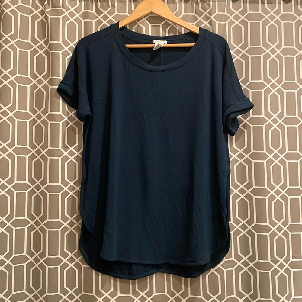 Matty M slouchy women’s tee, in size large, dark navy color.